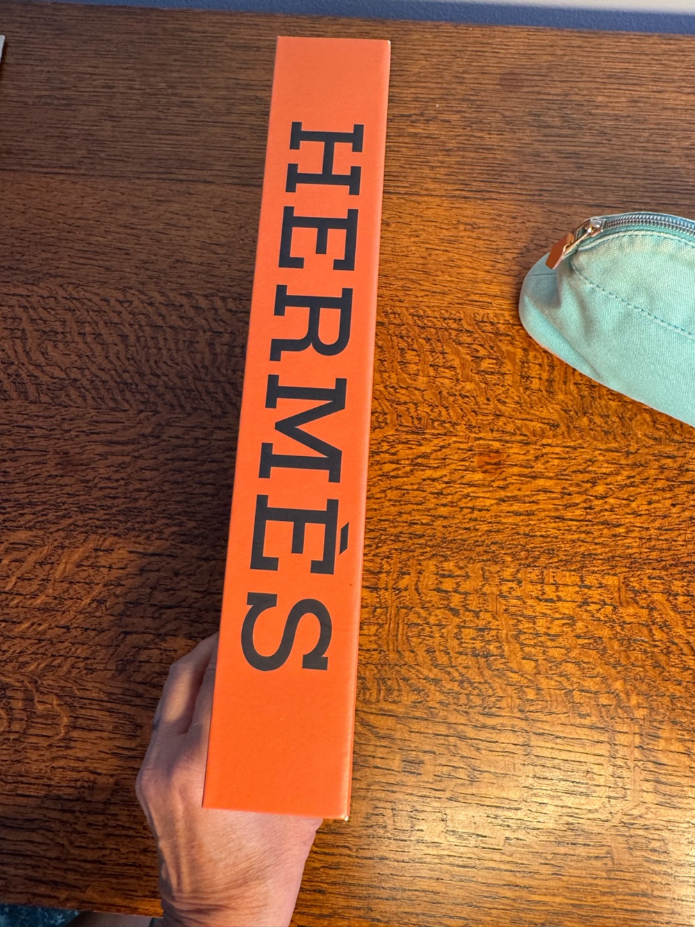 Hermès Bolide Pouch 20 Canvas Cosmetic Bag Turquoise Blue w/Box - Picture 12 of 15